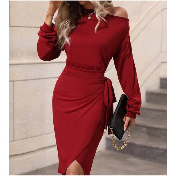 BellanBlue Dresses & Skirts - One Shoulder Solid Midi Dress